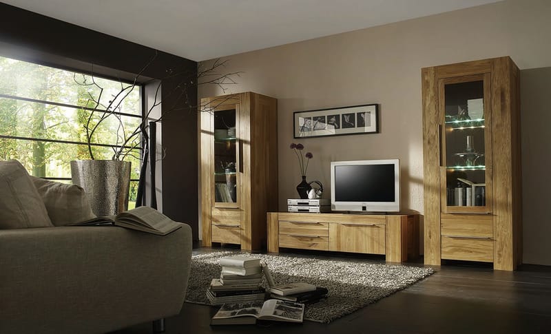 Solid Wood Modern TV Console | Multi-Tier Storage for Living Room