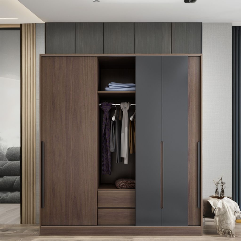 Scandinavian Modern Bedroom Sliding Door Three-door Closet Simple Assembly Economy Household Sliding Door Large Closet Cabinet