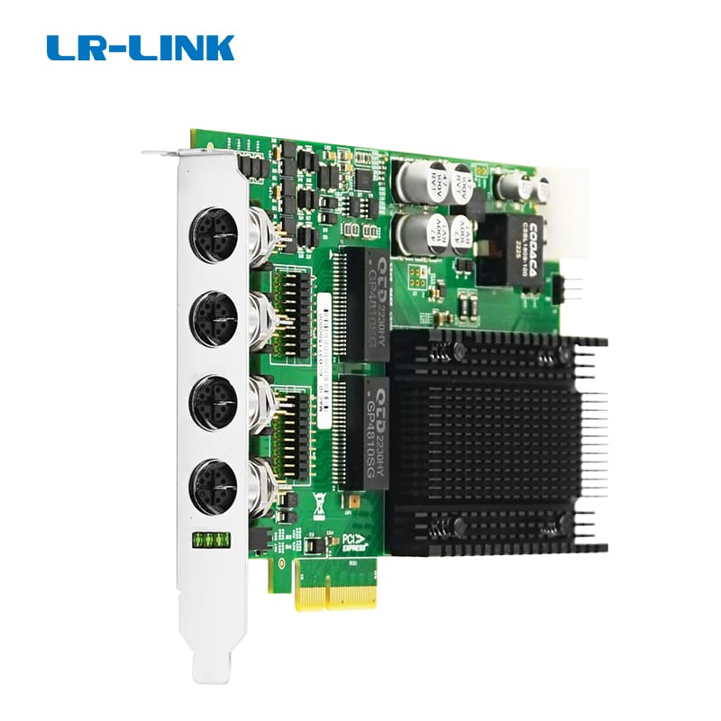 LRES4011MT-POE M12 X-code PCIe X4 Quad Port PoE+ M12 Gigabit Vision Frame Grabber Card Rail Transport