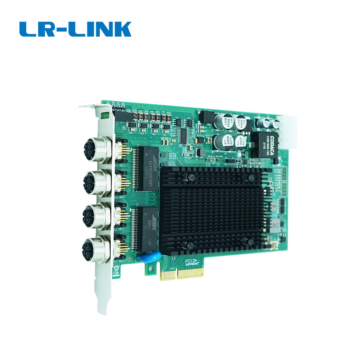 LR-LINK LRES4006MT-PoE PCIe X4 Quad Port 4*RJ45 Gigabit M12 Connector X-Code PoE+ Frame Grabber Card