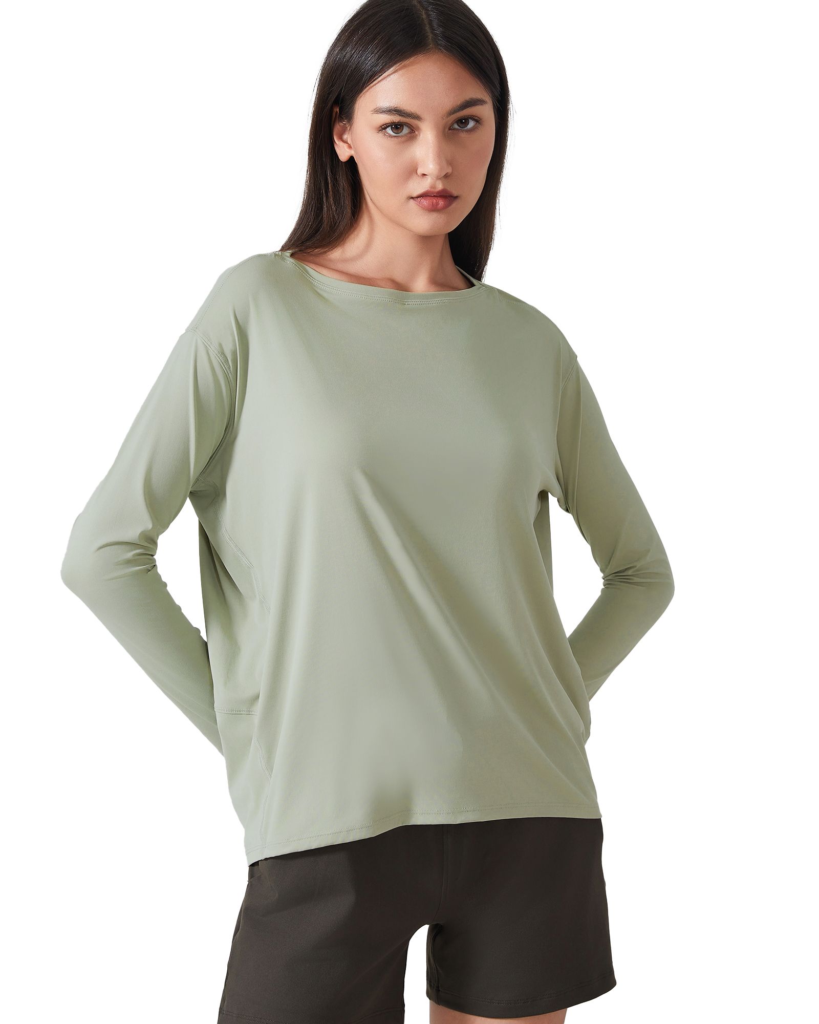 FITOP YOGA Long Sleeve Workout Tops Shirts for Women Loose Fit Athletic Yoga Shirt Casual Boat Neck Tops