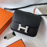 CONSTANCE EPSOM CK89 BLACK SILVER HARDWARE PHW 19CM FULL HANDMADE