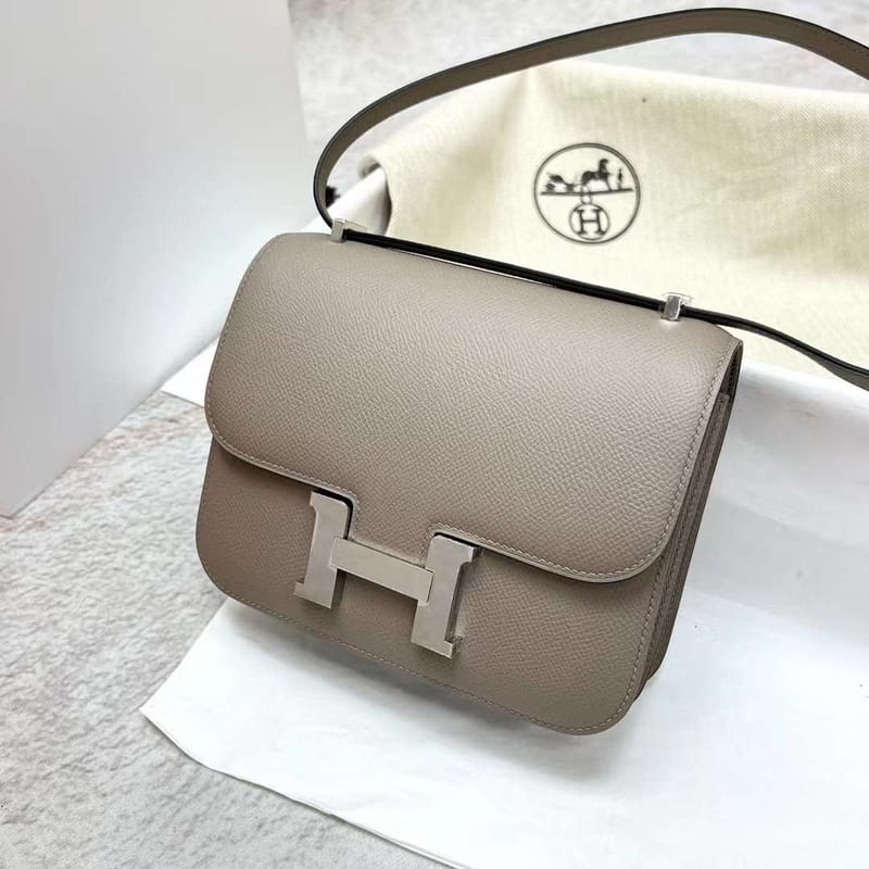 Constance 18cm Epsom M8 Gris Ashpite Silver Hardware Phw Full Handmade