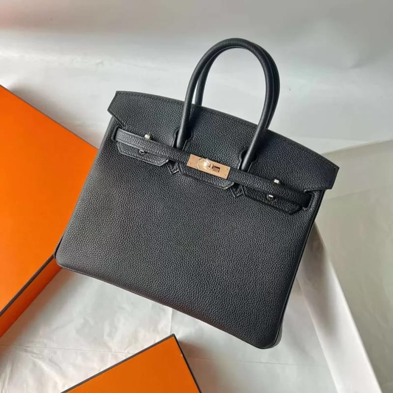 BIRKIN TOGO CK89 BLACK ROSE GOLD HARDWARE 25CM FULL HANDMADE RGHW