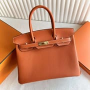 BIRKIN TOGO CK93 ORANGE WHITE LINE GOLD HARDWARE 30CM FULL HANDMADE GHW