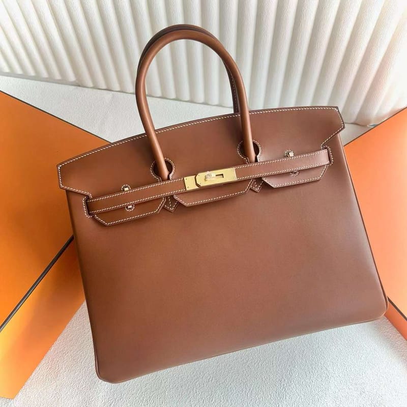 BIRKIN BARENIA NATURAL CC34 PRIMARY COLOUR GOLDEN BROWN GOLD HARDWARE 35CM FULL HANDMADE GHW