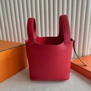 PICOTIN CLEMENCE Q5 BRIGHT RED SILVER HARDWARE 18CM FULL HANDMADE PHW