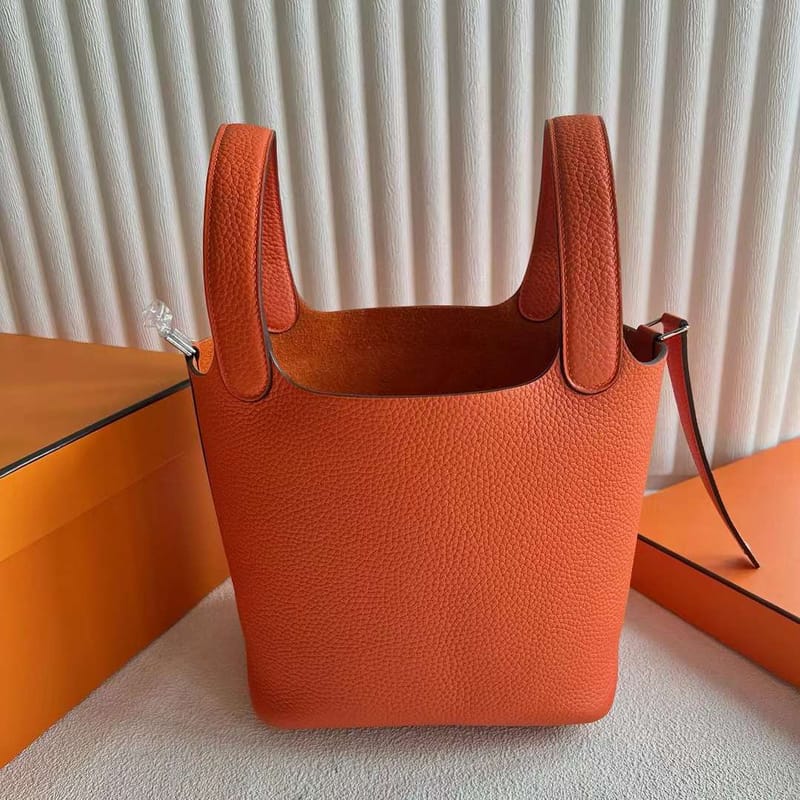 Picotin 18cm Clemence Tc 9j Orange Silver Hardware Full Handmade Phw