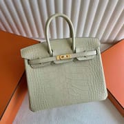 BIRKIN MATTE ALLIGATOR CROCODILE Y1 VANILLA GOLD HARDWARE 25CM FULL HANDMADE GHW