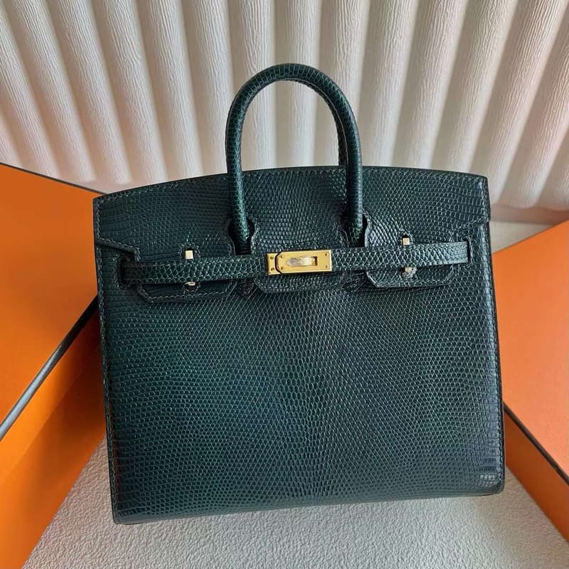 Birkin 20cm Sellier Lizard 6O Vert Cypress Ghw