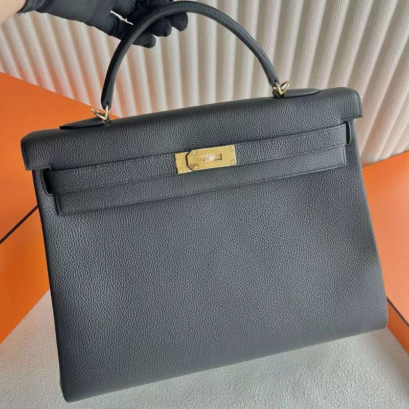 Kelly 40cm Togo Ck89 Black Gold Hardware Full Handmade Ghw
