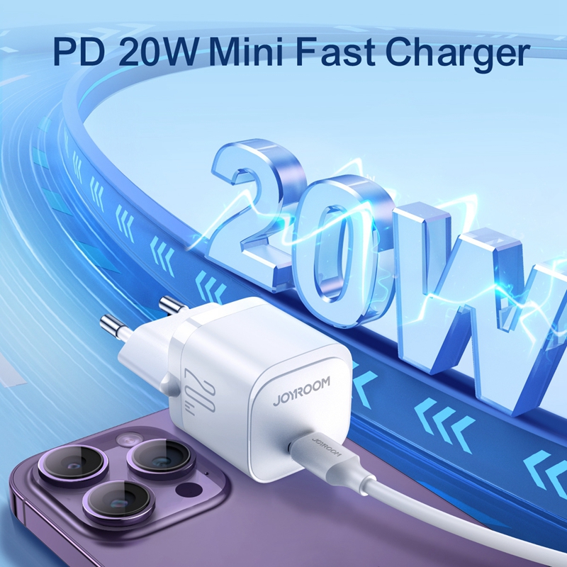 JOYROOM TCF05 PD20W TypeC+USB Fast Charger EU Plug Black CE/FCC/RoHS Certified