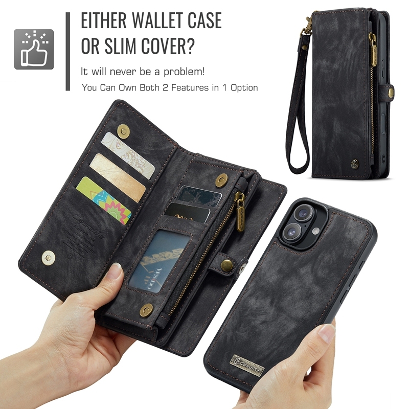 For iPhone 16 Pro Max CaseMe 008 Detachable Multifunctional Leather Phone Case(Black)